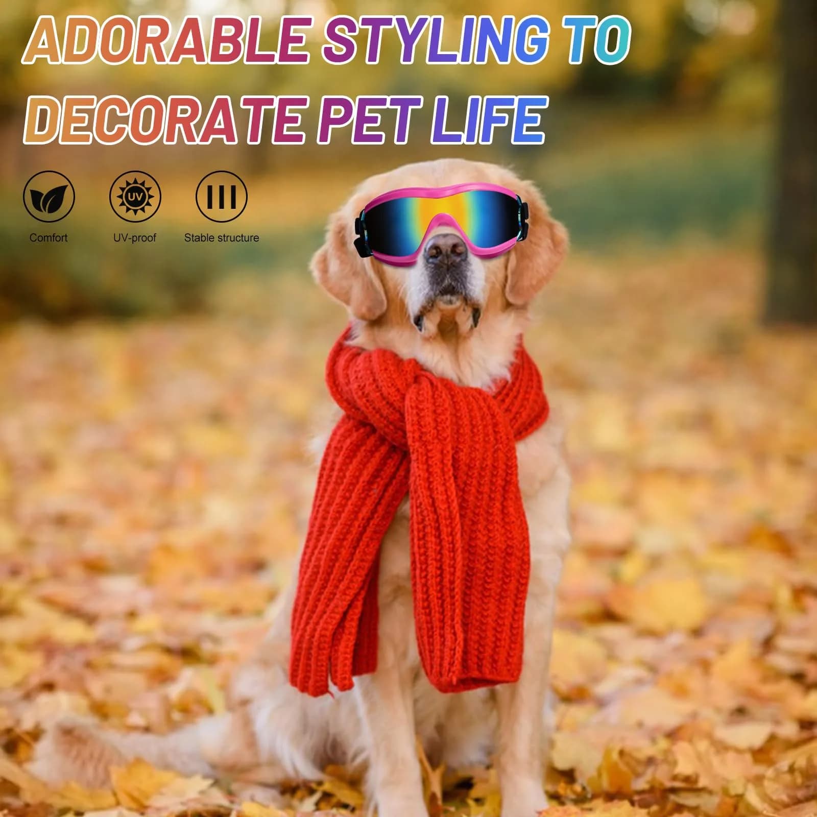 NVTED Pink Dog Sunglasses Goggles for Medium Large Dogs | UV Wind Protection - view 4