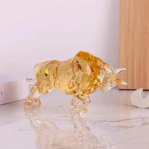 VylbCove Gold Figurine Wall Street Bull Statue 8.77 x 2.99 x 4.25 in | Acrylic Stock Market Charging Bull thumbnail 5
