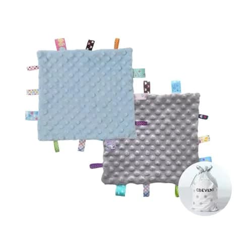 CREVENT Baby Security Blanket 10"X10" | Soft Minky Sensory Comforter for Newborns & Infants thumbnail 1