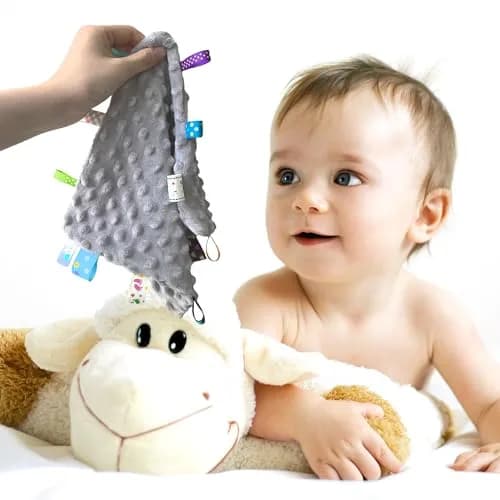 CREVENT Baby Security Blanket 10"X10" | Soft Minky Sensory Comforter for Newborns & Infants thumbnail 4