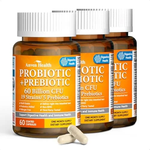 Anven Health Probiotics for Women Men Prebiotics 60 Capsules | Digestive & Gut Support in USA thumbnail 1