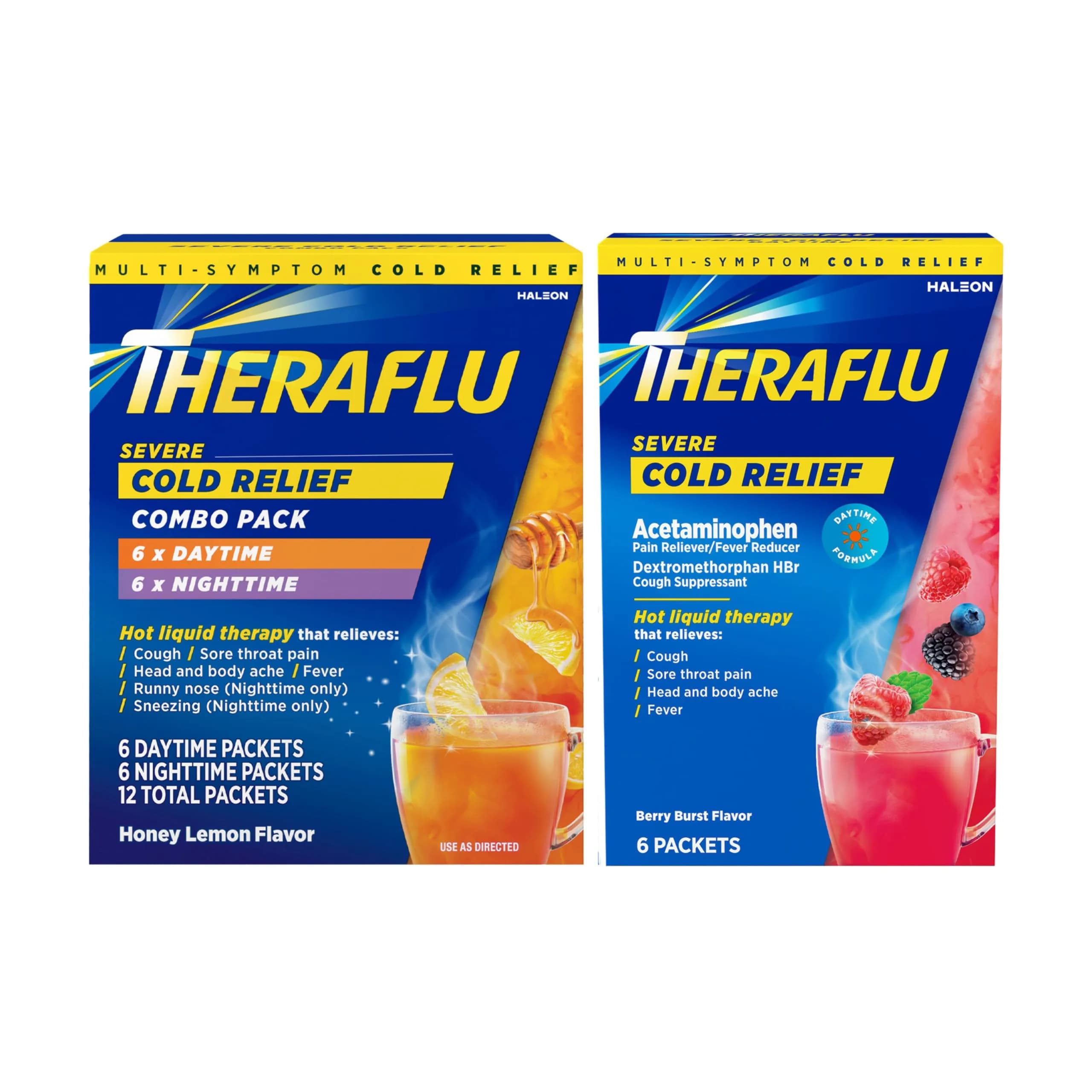 Theraflu Day and Night Pack 18 Packets | Severe Cold Relief Powder for Adults & Kids