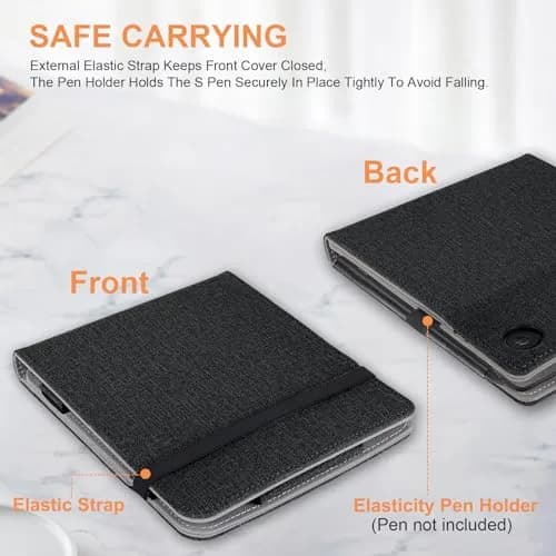 Vakarey Kobo Libra Colour Case with Pen Holder | Sleep Cover with Multi-Angle Support & Hand Strap (7 Inch, Black) thumbnail 2