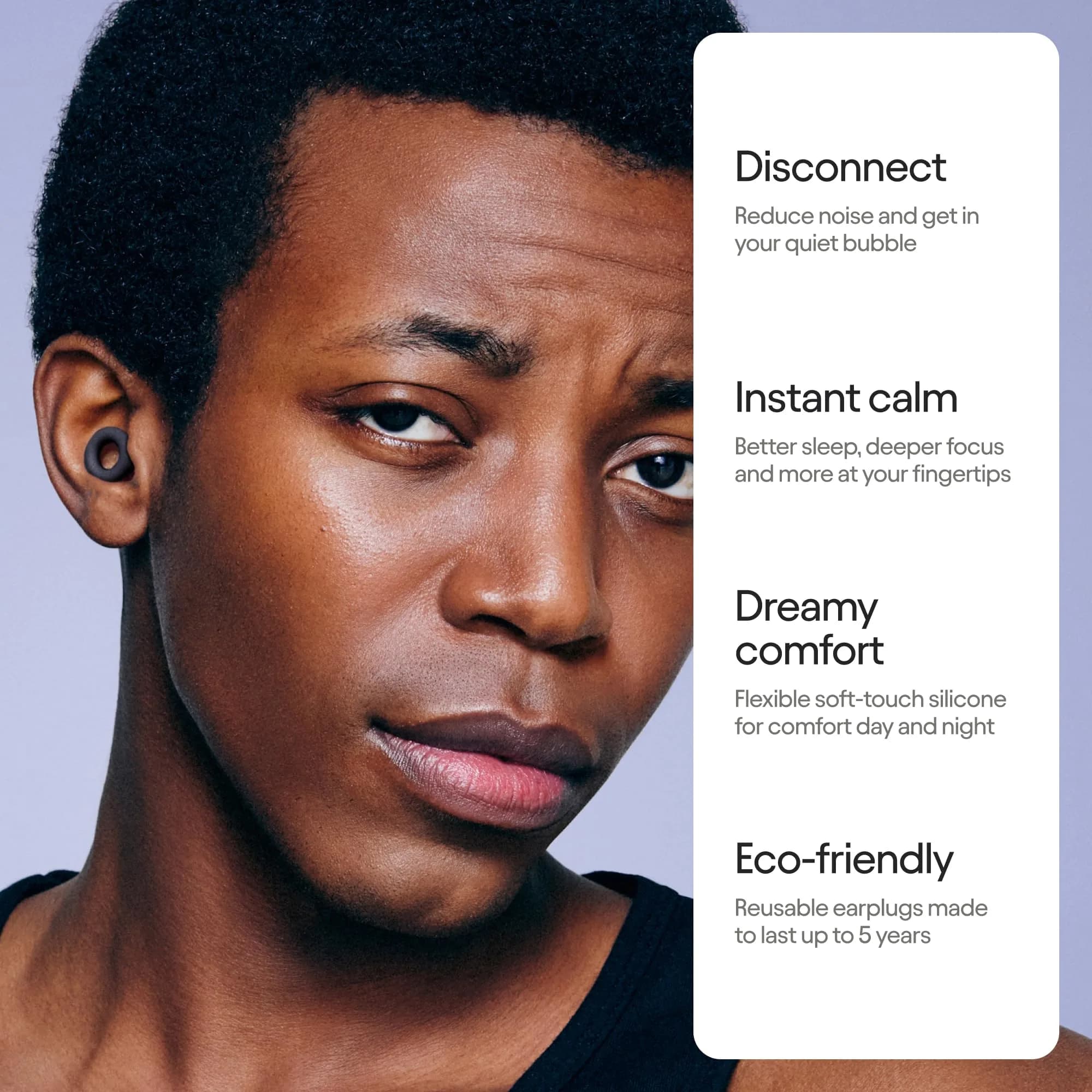 Loop Quiet 2 Ear Plugs for Sleep & Focus in Black - 24dB Noise Reduction | Ultra-Comfy Reusable Hearing Protection - view 2