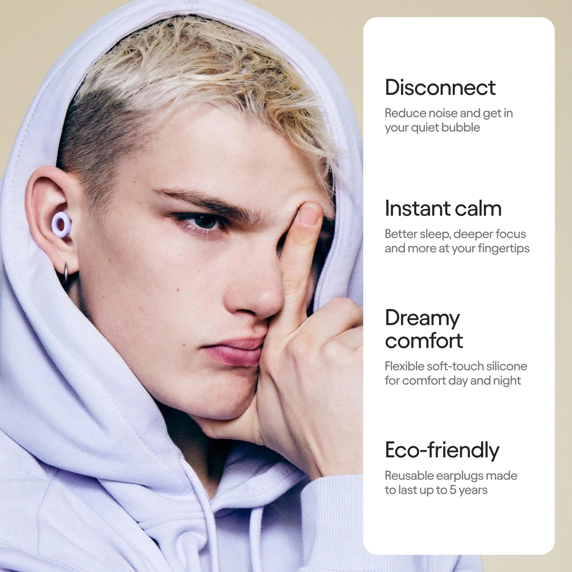 Loop Quiet 2 Ear Plugs - Violet, 24dB SNR | Ultra-Comfy Reusable Hearing Protection for Sleep - view 2