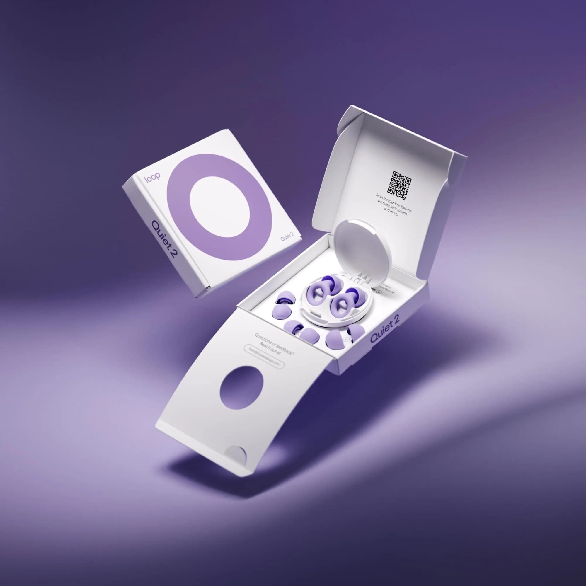 Loop Quiet 2 Ear Plugs - Violet, 24dB SNR | Ultra-Comfy Reusable Hearing Protection for Sleep - view 3