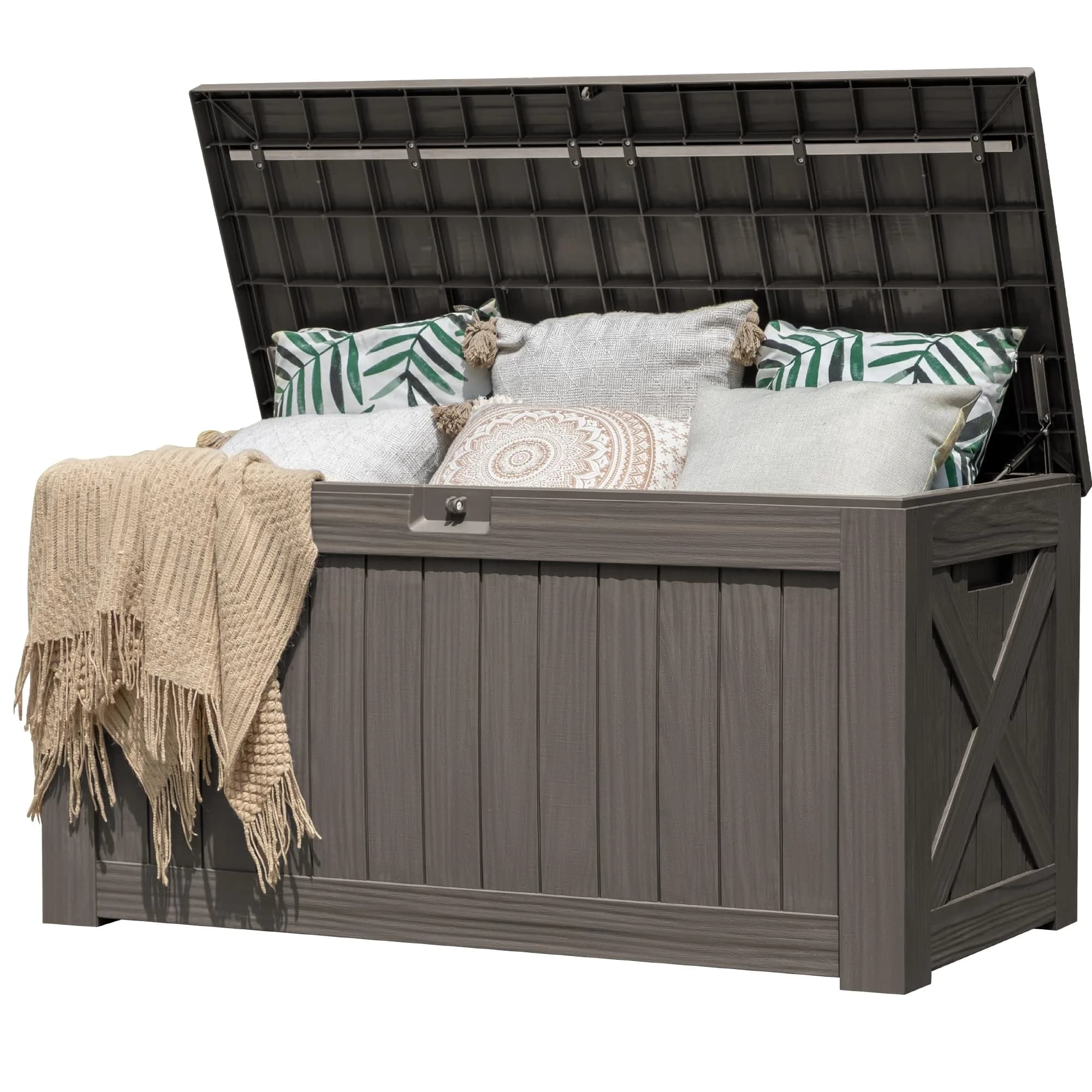 Flamaker 120 Gallon Waterproof Deck Box Large Outdoor Storage Waterproof Resin - main product image