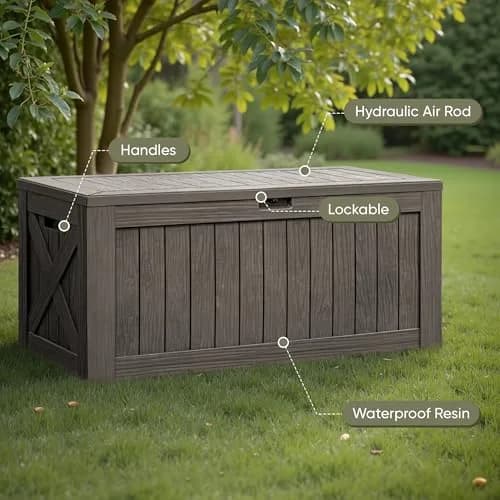Flamaker 120 Gallon Waterproof Deck Box Large Outdoor Storage Waterproof Resin thumbnail 4