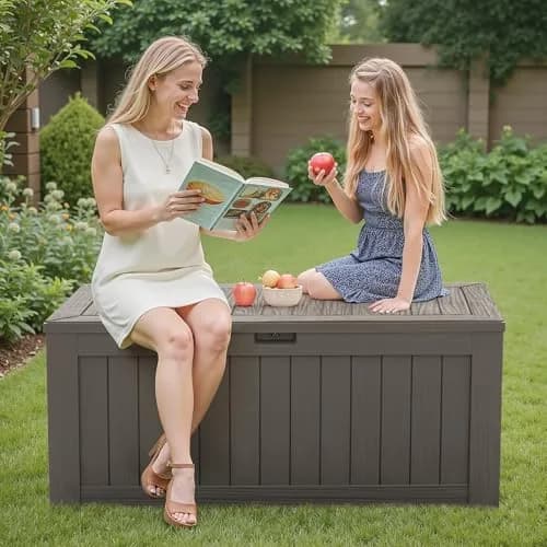 Flamaker 120 Gallon Waterproof Deck Box Large Outdoor Storage Waterproof Resin thumbnail 7