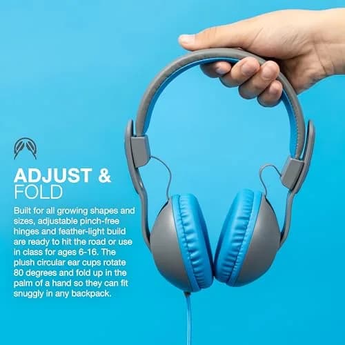 JLab JBuddies Studio 2 On-Ear Kids Wired Headphones | Kid Safe, Volume Limiter, Adjustable, Noise Isolation thumbnail 4
