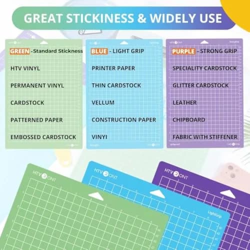HTVRONT Cutting Mats for Cricut Joy Xtra, 3 Pack (8.5x12in / 21.6x30.5cm) | Standard, Light, Strong Grip Adhesives thumbnail 4