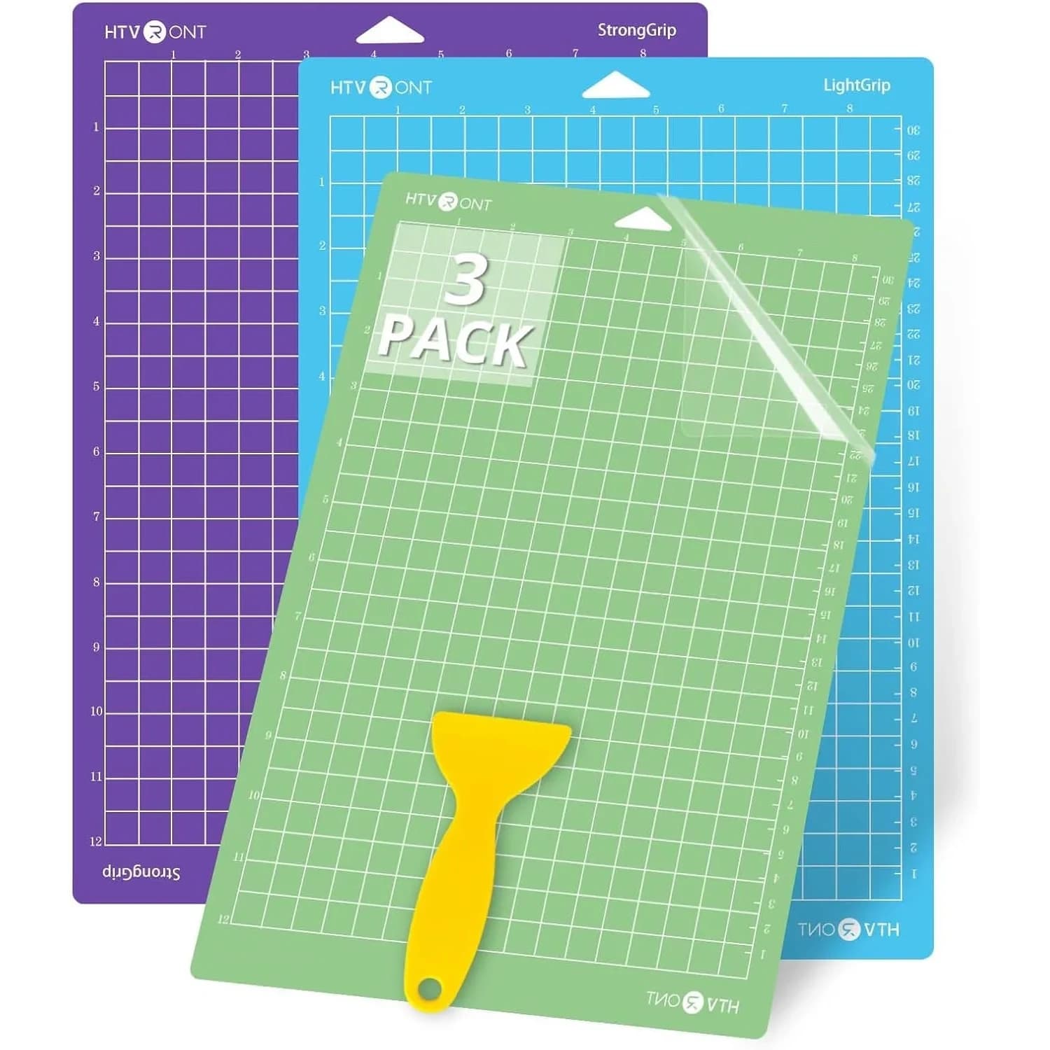 HTVRONT Cutting Mats for Cricut Joy Xtra, 3 Pack (8.5x12in / 21.6x30.5cm) | Standard, Light, Strong Grip Adhesives