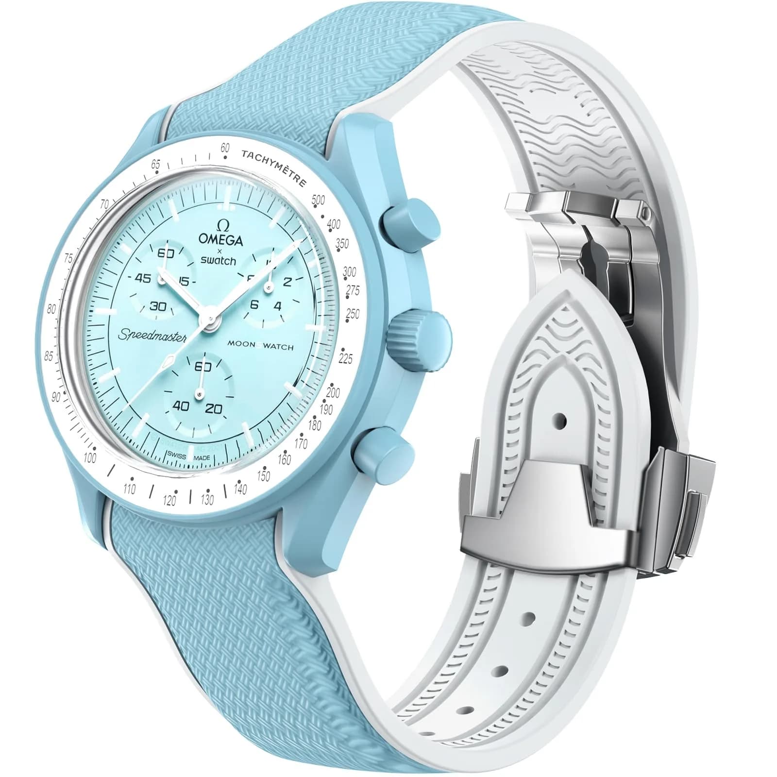 REBANDACE Light Blue Watch Band | Curved No Gap Silicone Strap for Omega x Swatch MoonSwatch (20mm) thumbnail 1