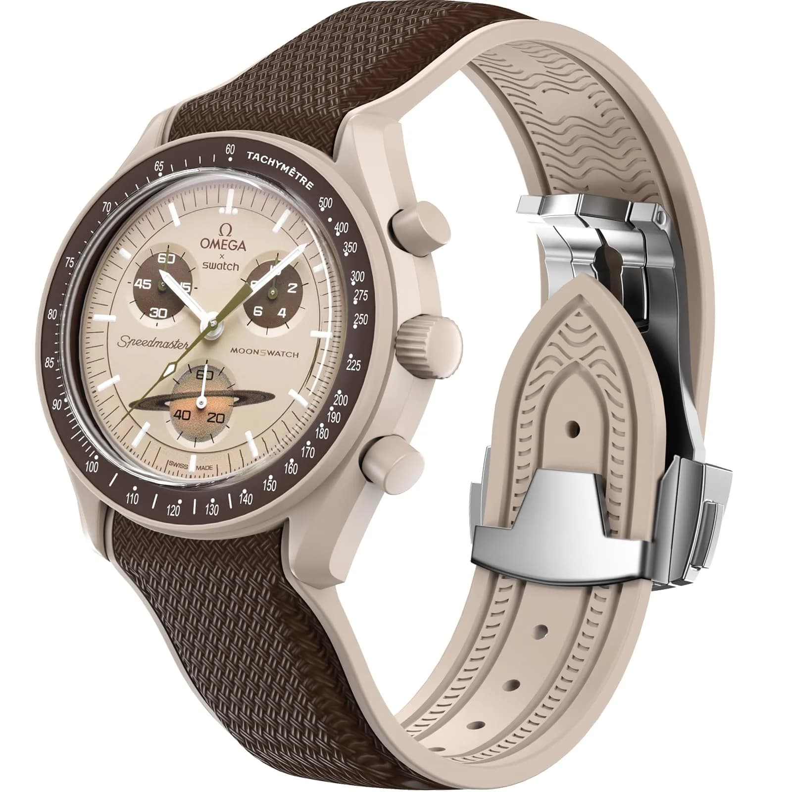 REBANDACE Watch Strap for Omega x Swatch MoonSwatch 20mm | Curved No Gap Replacement Strap for Men Women — Brown