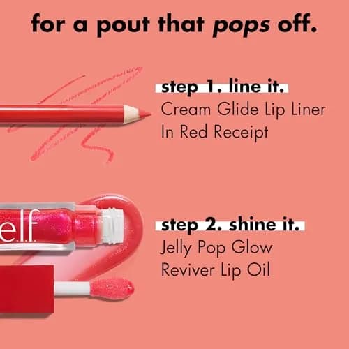 e.l.f. Jelly Pop Glow Reviver Lip Oil, Watermelon Pink 0.25 Fl Oz (7.4 ml) | Vegan & Cruelty-Free thumbnail 4