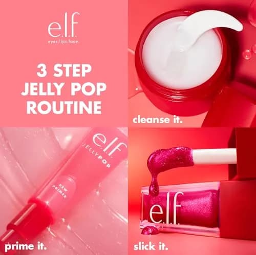 e.l.f. Jelly Pop Glow Reviver Lip Oil, Watermelon Pink 0.25 Fl Oz (7.4 ml) | Vegan & Cruelty-Free thumbnail 5