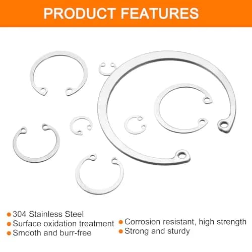 uxcell 20Pcs 9mm Internal Retaining Ring Circlip | Stainless Steel, Corrosion-Resistant, 20 Pack thumbnail 4
