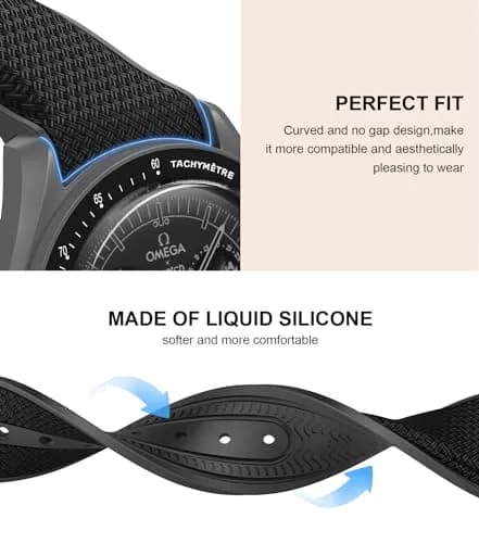 REBANDACE Watch Band for Omega x Swatch MoonSwatch 20mm | Curved No Gap Silicone Strap for Men Women thumbnail 5