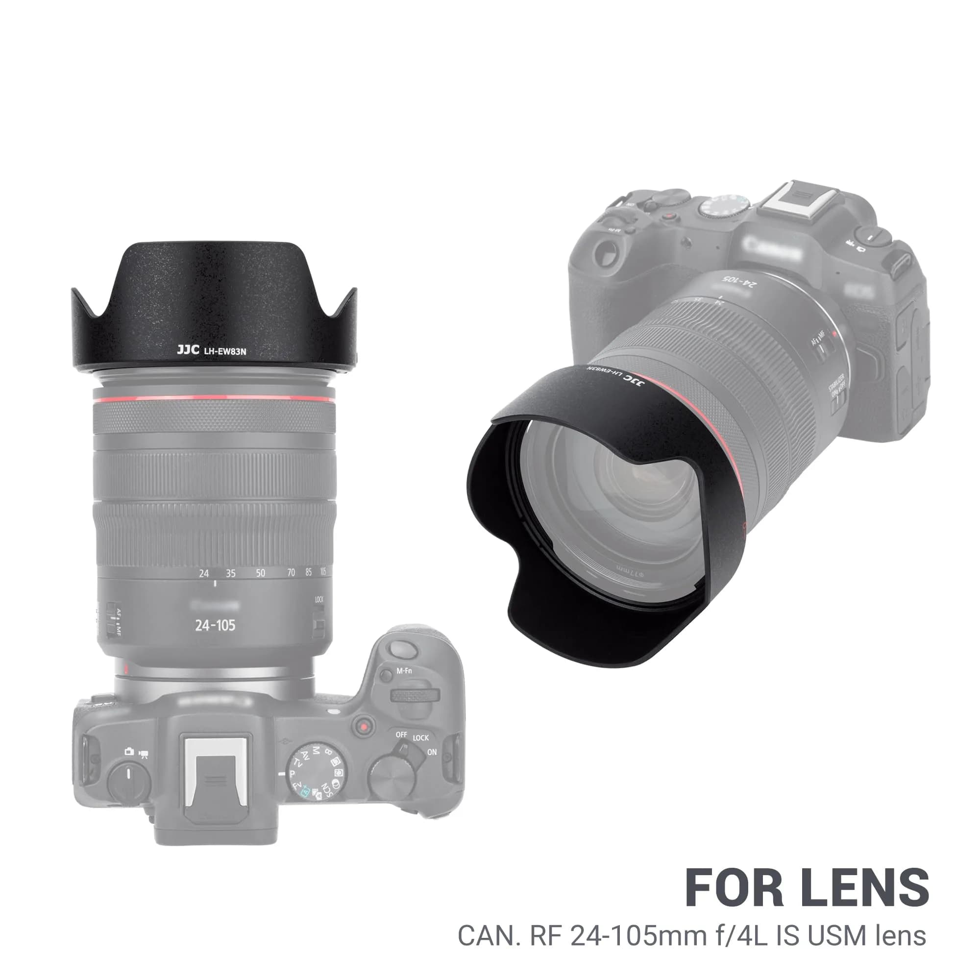 JJC Lens Hood for Canon RF 24-105mm f/4L IS USM Lens, Replaces EW-83N | Supports 77mm Filter & Cap, Anti-Flare, Compact Storage - view 2