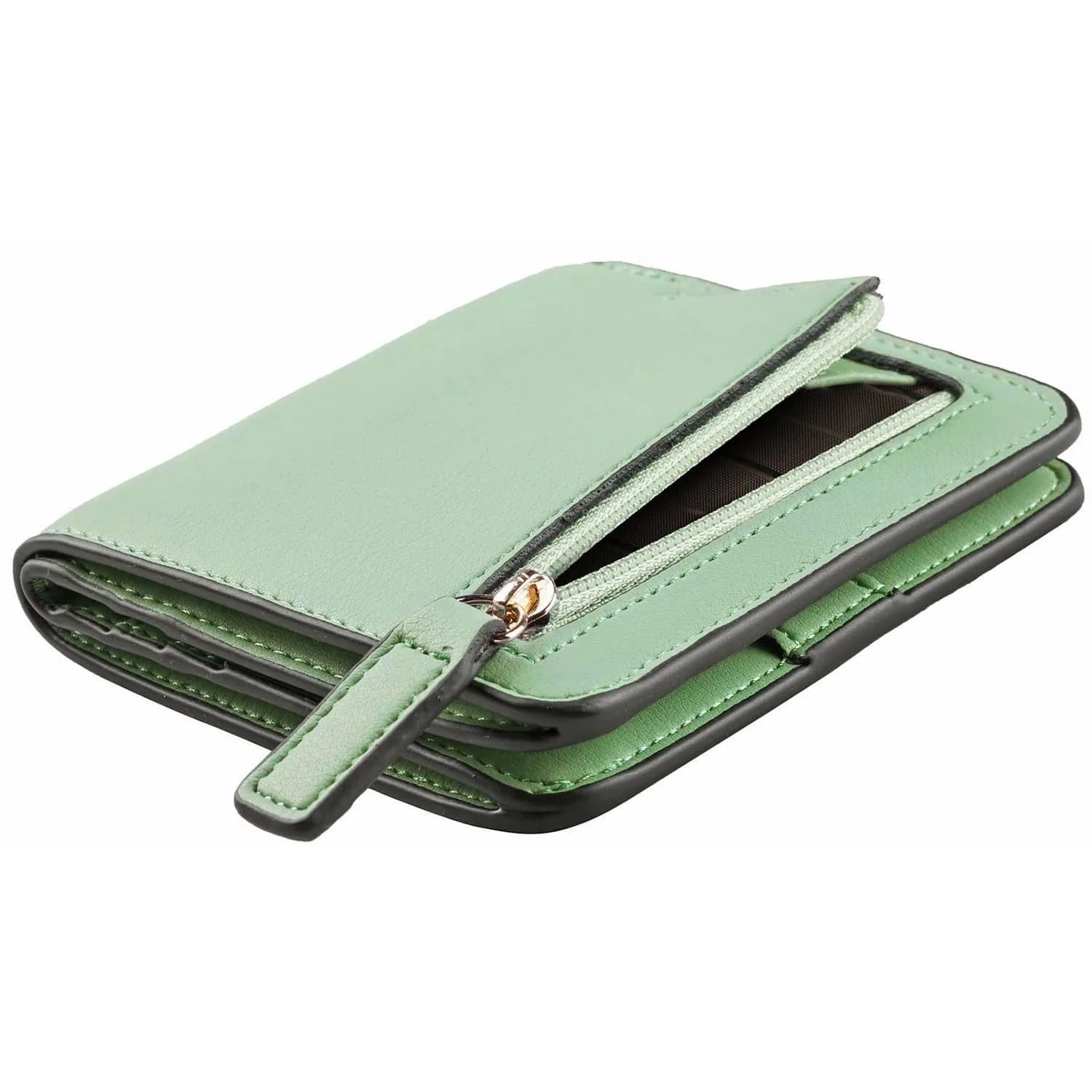 Toughergun Women's Slim Leather Wallet - Matcha Green | RFID Protection, Compact Bifold Mini Purse - main product image