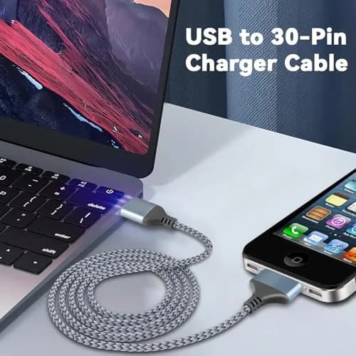 LBSC USB to 30 Pin Charger Cable Compatible with iPhone 4/4s/3G/3GS, iPad 1/2/3, iPod Classic & Nano, Nylon Braided, 3.3ft thumbnail 8