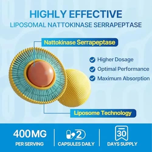Naering Liposomal Nattokinase 12,000 FU Serrapeptase 360,000 SPU | Advanced Enzyme Supplement for Wellness (70-120 chars) thumbnail 4