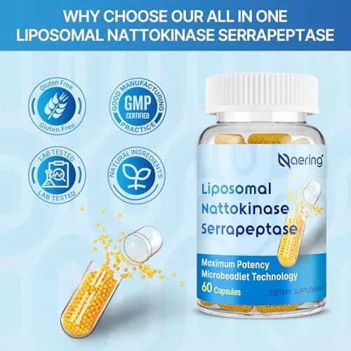 Naering Liposomal Nattokinase 12,000 FU Serrapeptase 360,000 SPU | Advanced Enzyme Supplement for Wellness (70-120 chars) thumbnail 6