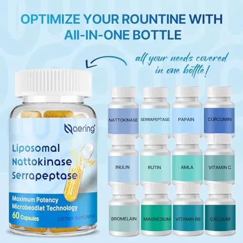 Naering Liposomal Nattokinase 12,000 FU Serrapeptase 360,000 SPU | Advanced Enzyme Supplement for Wellness (70-120 chars) thumbnail 3