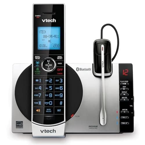 VTech DS6771-2 Cordless Phone with Answering Machine & Bluetooth Headset | Silver/Black (Handset + Headset) thumbnail 1