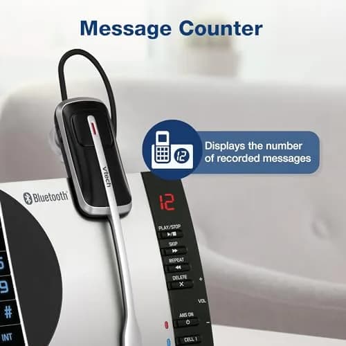 VTech DS6771-2 Cordless Phone with Answering Machine & Bluetooth Headset | Silver/Black (Handset + Headset) thumbnail 7