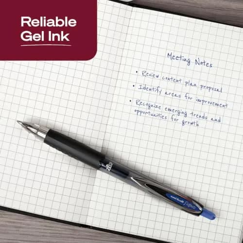 Uni-Ball Signo 207 Retractable Gel Pens, Blue Ink, 0.7mm Medium Point, 5 Count | Smooth Writing, Fraud-Resistant, uni Super Ink™ thumbnail 3