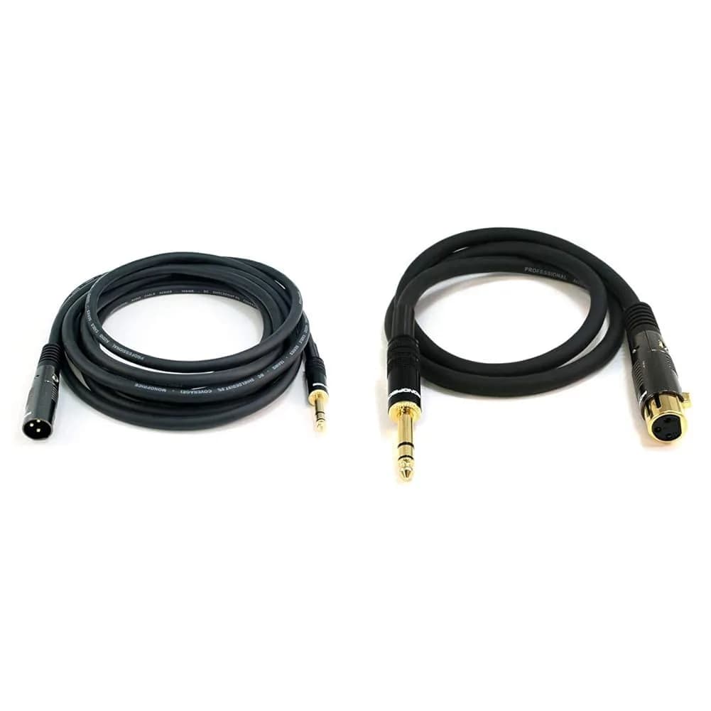 Monoprice Premier Series XLR to 1/4-Inch TRS Audio Cables 4.57 m (15 Ft) | Balanced Pro Audio Signal Transmission — 15Ft