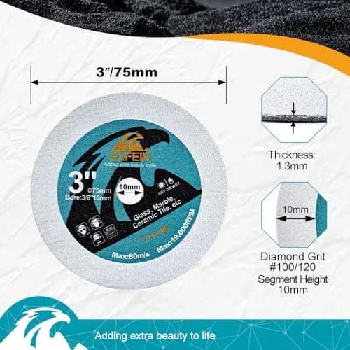 EXFEIN 3 Inch Circular Saw Blade Set 4pcs for Cutting Tile Glass Soft Metal Wood Plastic Diamond Disc | Versatile & Durable thumbnail 4