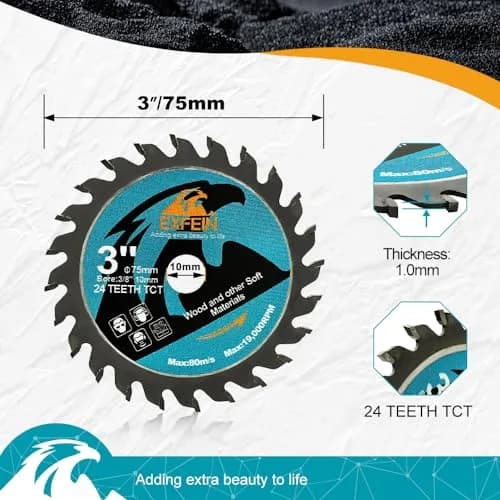 EXFEIN 3 Inch Circular Saw Blade Set 4pcs for Cutting Tile Glass Soft Metal Wood Plastic Diamond Disc | Versatile & Durable thumbnail 2