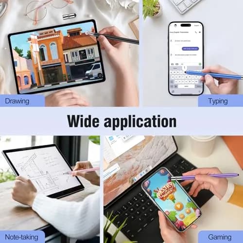 MEKO 3-in-1 Universal Stylus Pen for Touchscreens, 4-Pack (Black/Blue/Rose Gold/Purple) | High Sensitivity & Replaceable Tips thumbnail 9