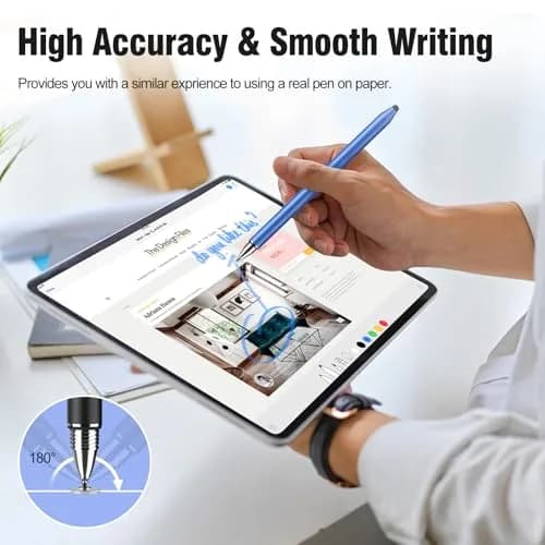 MEKO 3-in-1 Universal Stylus Pen for Touchscreens, 4-Pack (Black/Blue/Rose Gold/Purple) | High Sensitivity & Replaceable Tips thumbnail 4