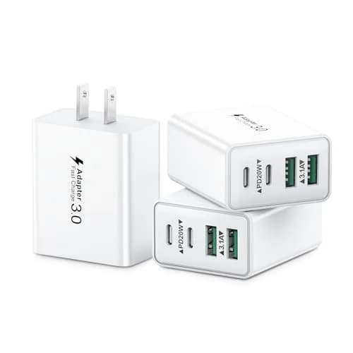 KOUEMGI 3-Pack 40W USB C Charger Block | Fast 4-Port Power Adapter for iPhone & Samsung thumbnail 1