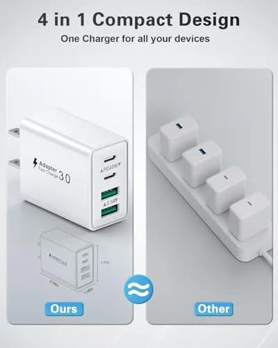 KOUEMGI 3-Pack 40W USB C Charger Block | Fast 4-Port Power Adapter for iPhone & Samsung thumbnail 5