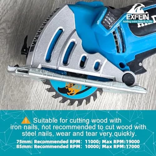 EXFEIN 75mm (3 Inch) 5-Piece Wood Cutting Disc Set with 10mm Arbor | 24T Carbide Tipped Blades for Wood, Plastic, Composites thumbnail 5