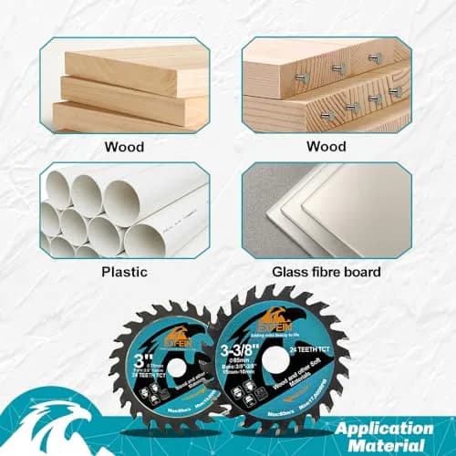 EXFEIN 75mm (3 Inch) 5-Piece Wood Cutting Disc Set with 10mm Arbor | 24T Carbide Tipped Blades for Wood, Plastic, Composites thumbnail 6