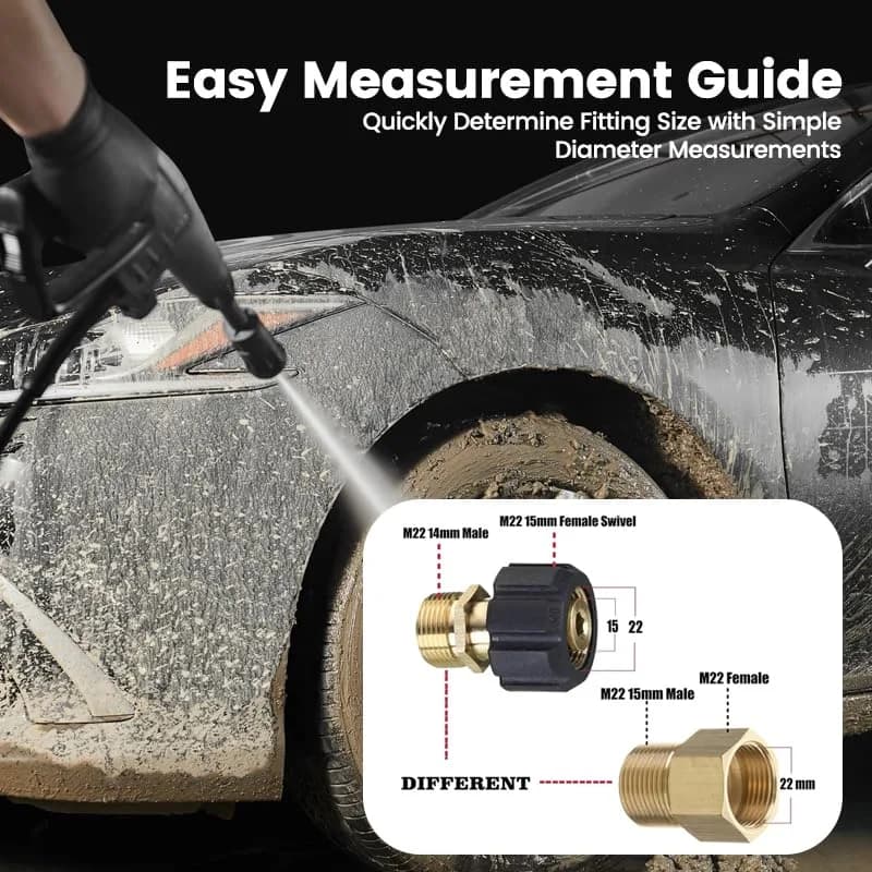 YAFIYGI Pressure Washer Adapter M22 15mm to 14mm | Heavy-Duty Brass, 4500 PSI, Quick Connect thumbnail 9