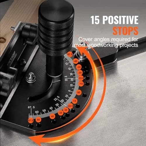 VEVOR Precision Miter Gauge with 24 in Grating & 15 Angle Stops | Standard Slot 3/4'' x 3/8'' Aluminum Alloy for Table Saws thumbnail 3