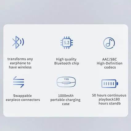 Fanmusic TRN BT20 Pro Wireless Earphones | Bluetooth 5.3, Swappable Connectors, 50H Playback thumbnail 9