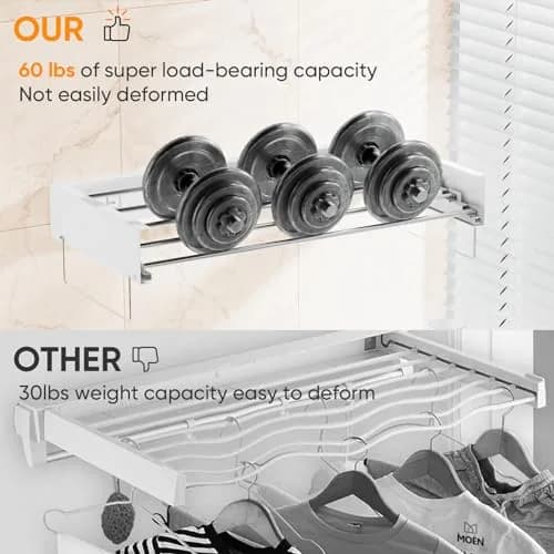 Keepwaters Wall Mounted Drying Rack 31.5 Inch | Foldable, Collapsible Laundry Clothes Hanger Wall Mount thumbnail 3