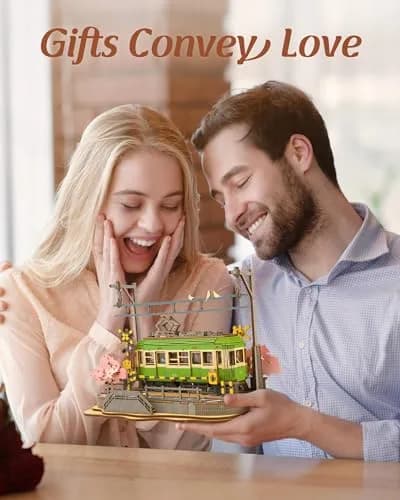 Rolife 3D Wooden Puzzle for Adults, Sakura Journey Tram DIY Model with LED Lights | Creative Home Decor & Brain Teaser thumbnail 4