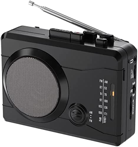 Mersoco Portable Cassette Player Recorder with AM/FM Radio & Tape to MP3 Converter, Black | Built-in Speaker & Belt Clip thumbnail 1