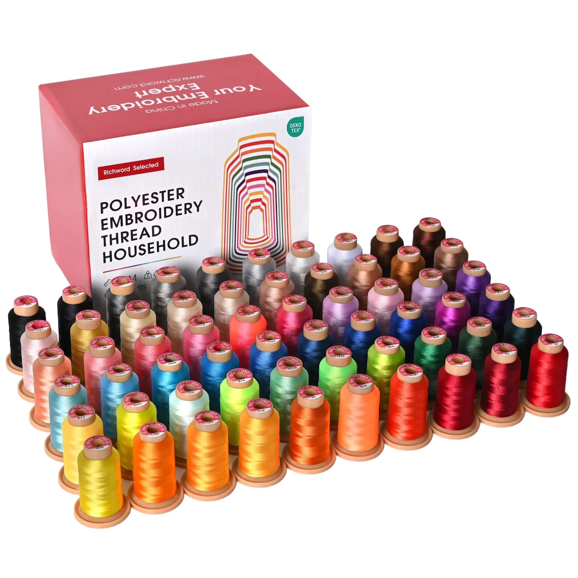 Poolin Embroidery Thread Kit 60 Colors | 800M Polyester for Machine & Hand Sewing