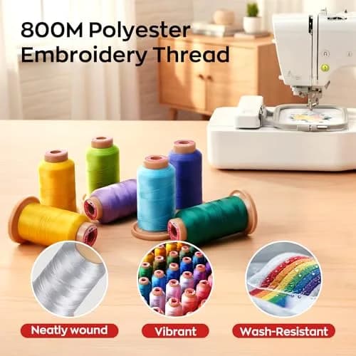 Poolin Embroidery Thread Kit 60 Colors | 800M Polyester for Machine & Hand Sewing thumbnail 2