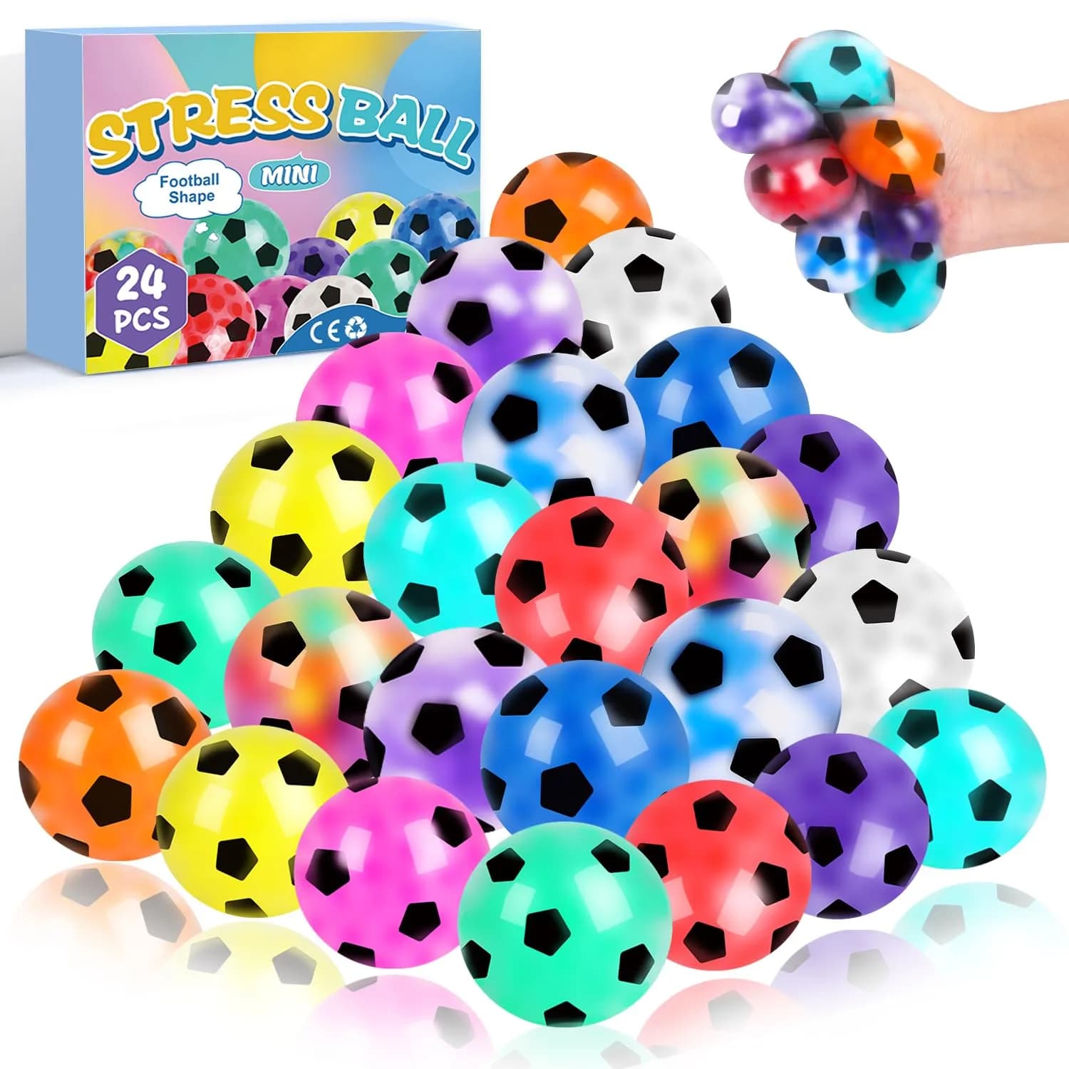 VESPRO 12 Pack Fidget Stress Balls 4.1cm (1.6in) | Non-Toxic, BPA-Free, ASTM-Tested — Stress Balls