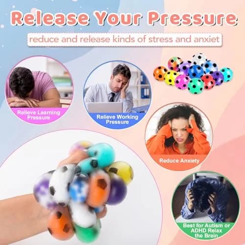 VESPRO 24 Pack Soccer Stress Balls 24 Count | Non-Toxic, BPA-Free, ASTM-Tested thumbnail 4